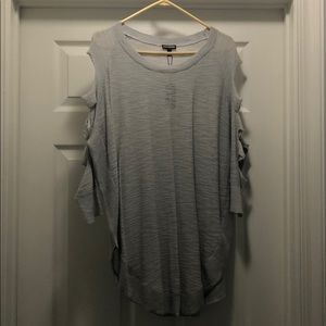 Express Gray long sleeve shirt with arm cutouts